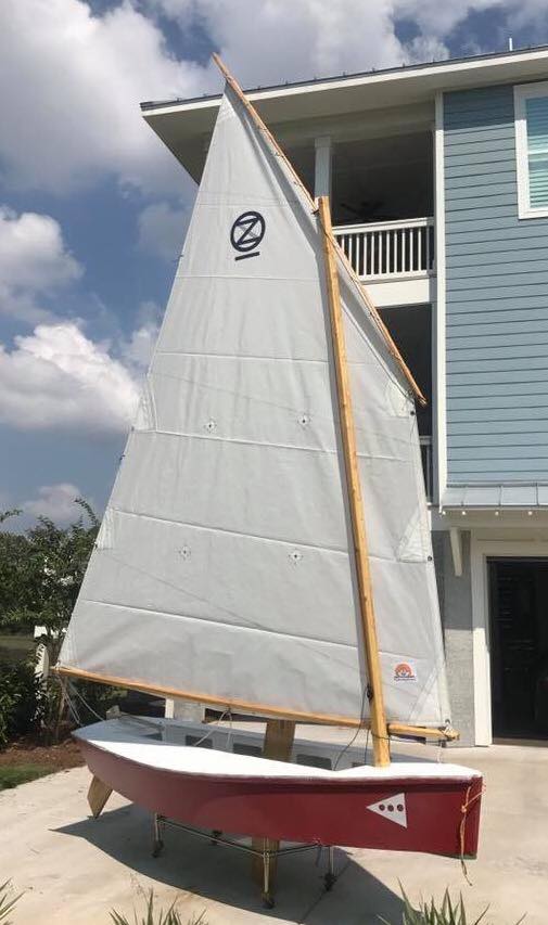 shawn payment bevins skiff with Really simple sails lugsail